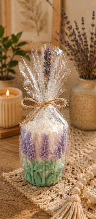 Lumanare Handmade din Ceara Naturala cu Aroma de Lavanda - Relaxare si Liniste