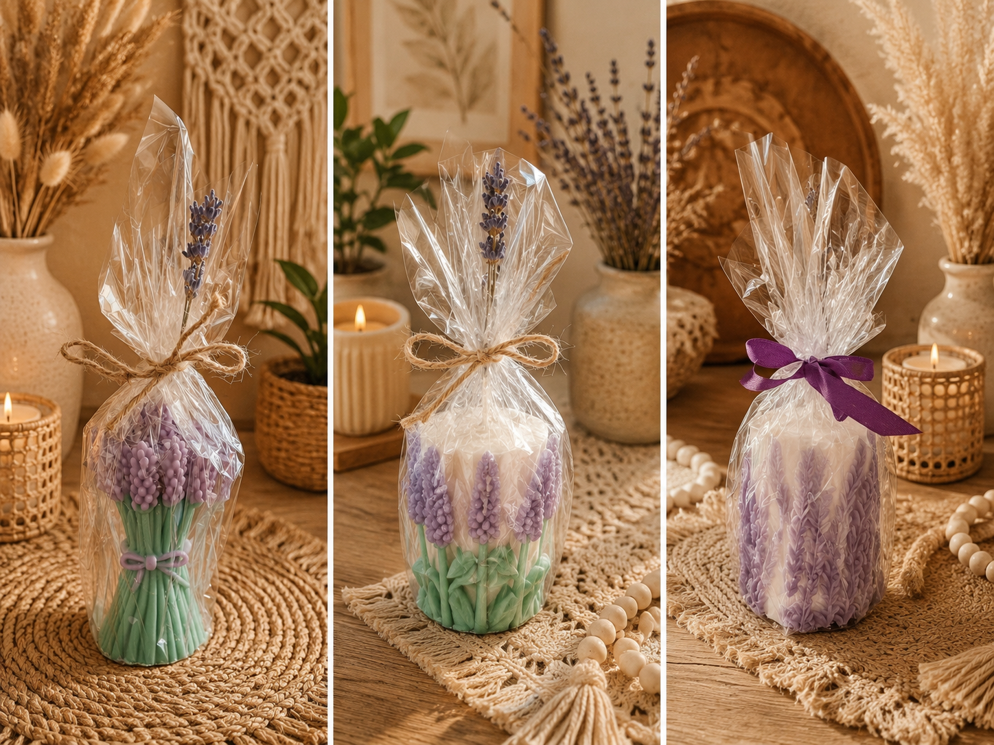 Lumanare Handmade din Ceara Naturala cu Aroma de Lavanda - Relaxare si Liniste