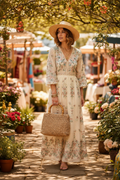 Geanta Handmade din Raffia Naturala cu Manere din Bambus - Boho Chic Elegant